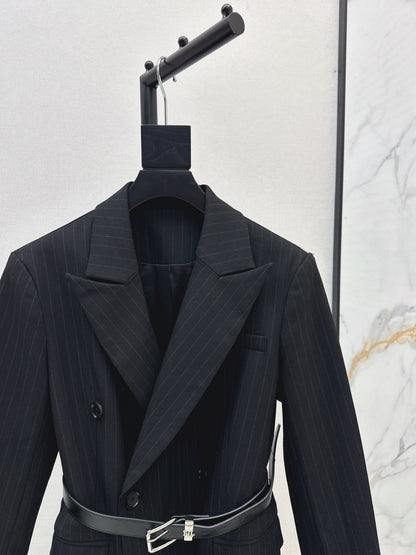 25fw Vertical striped waistband long coat jacket