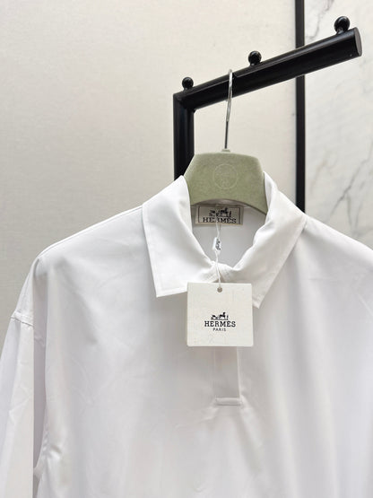 25fw Stand up collar drawstring design dress