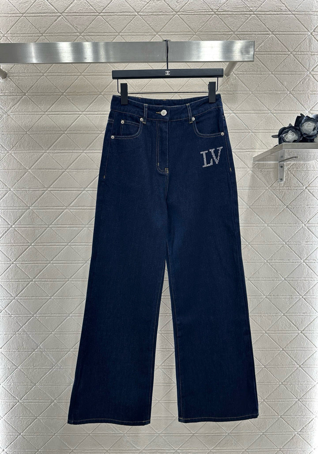 25fw Collar hot pressed diamond pants