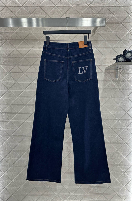 25fw Collar hot pressed diamond pants