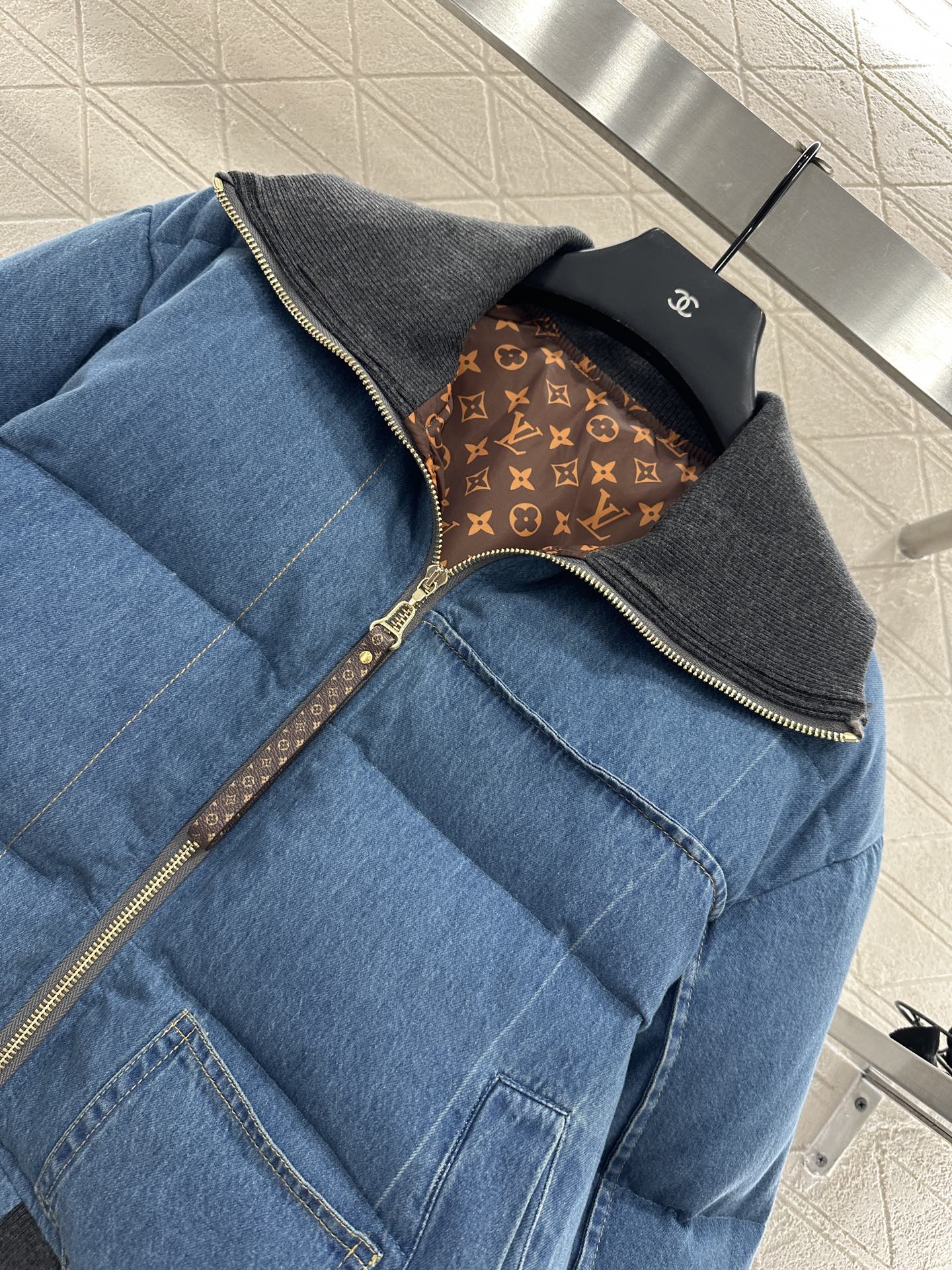 25fw Cowboy collar zipper jacket down