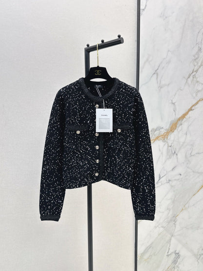 Exquisite sequined short cardigan