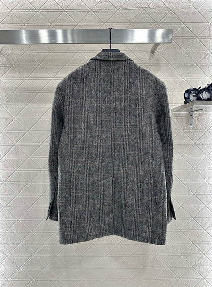 25fw Collar plaid pocket suit jacket