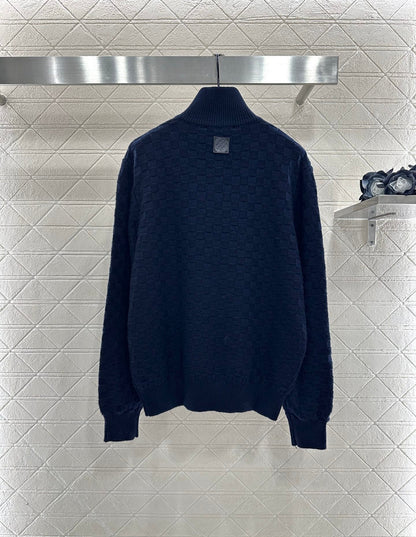 25fw High neck zipper knitted pullover sweater