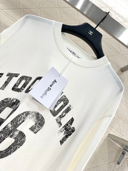 25fw Round neck letter printed long sleeved shirt