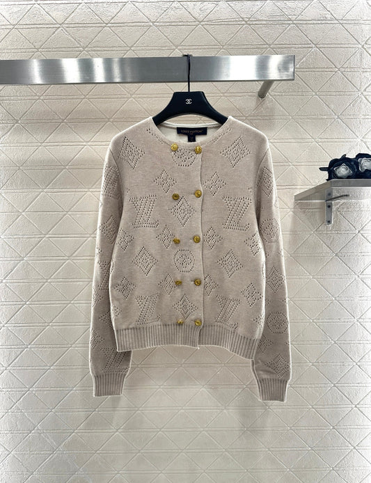 25fw Hollow knit breasted cardigan