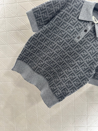 25fw Collar knit short sleeved shirt