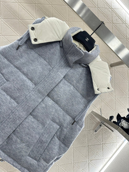 25fw Detachable hooded double-sided down vest