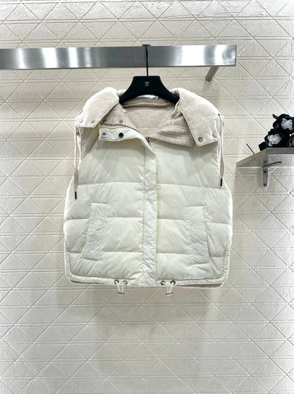 25fw Detachable hooded double-sided down vest