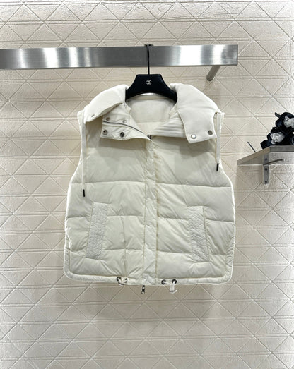 25fw Detachable hooded double-sided down vest