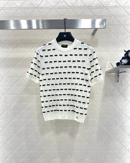 25fw Bow knit short sleeved shirt