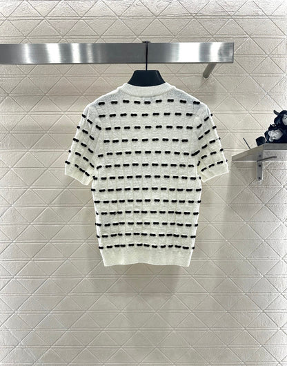 25fw Bow knit short sleeved shirt