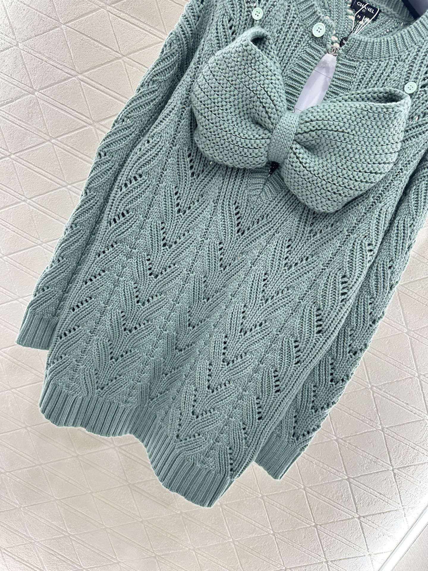 25fw Bow hollow knitted skirt