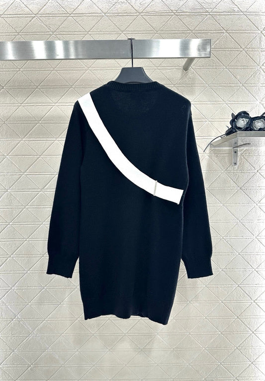 25fw Hooded bow knit dress