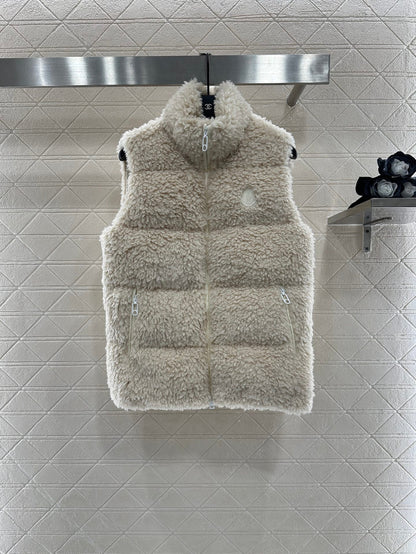 Teddy plush zipper down vest