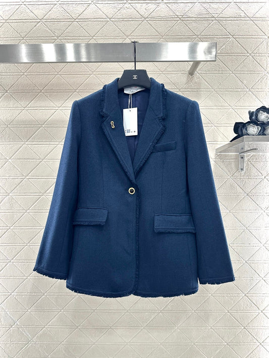 Woolen edge pocket suit jacket