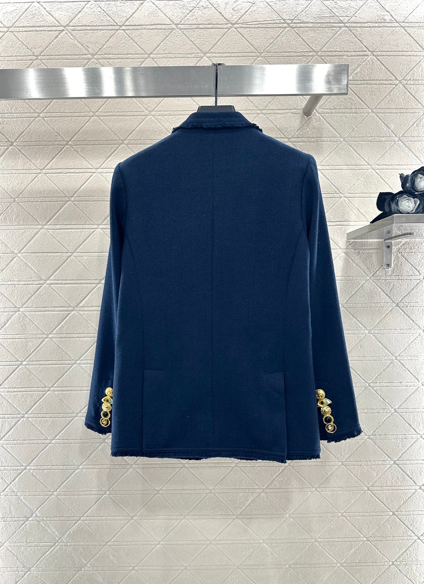 Woolen edge pocket suit jacket