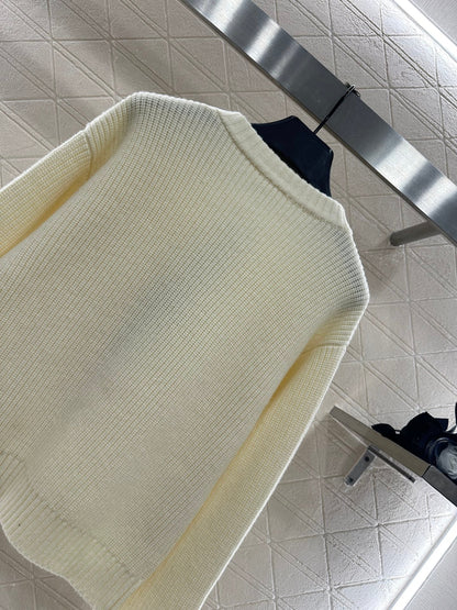 Round neck bow tie plain knit cardigan