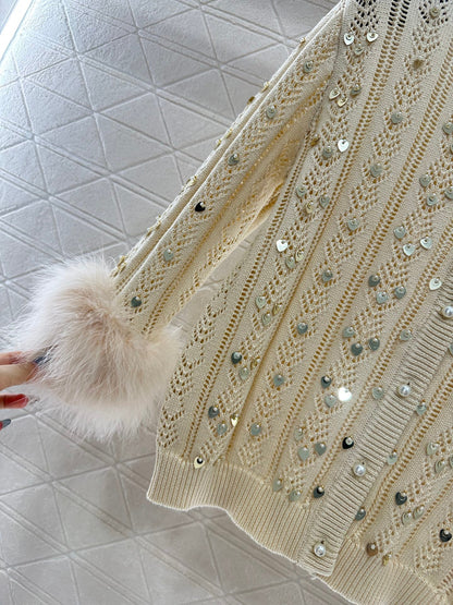 Sequined knitted cardigan