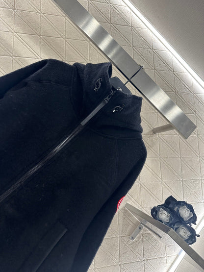 Teddy plush hooded high neck jacket