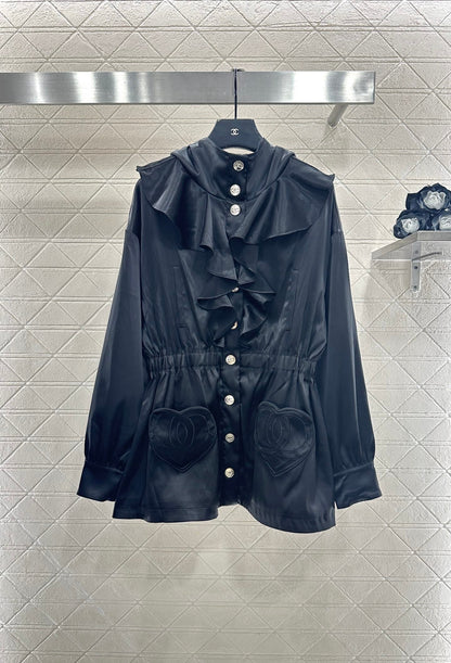 Mushroom lace mid length windbreaker jacket