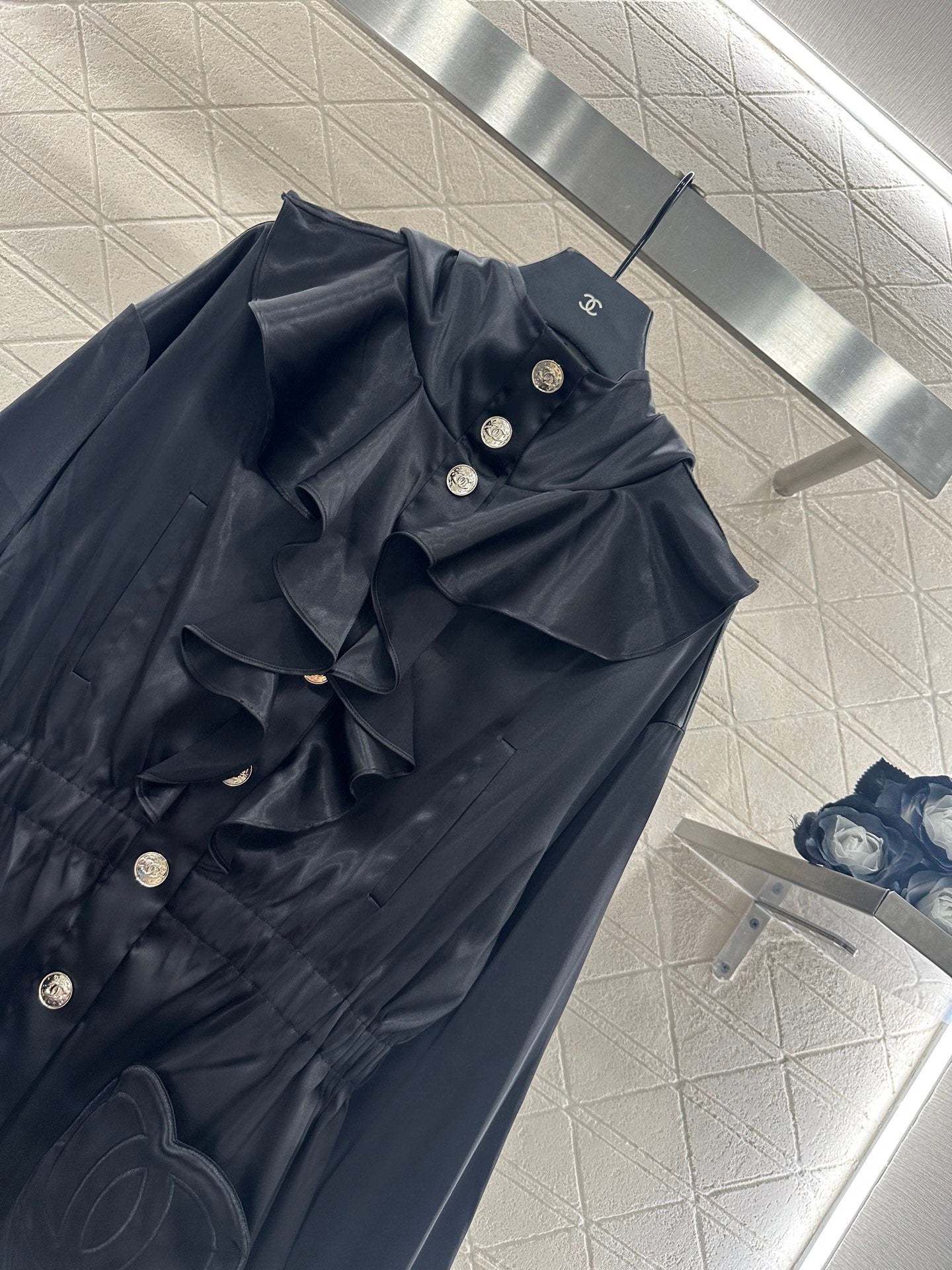 Mushroom lace mid length windbreaker jacket