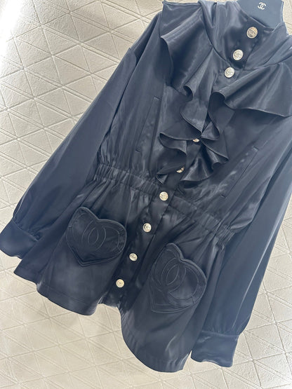 Mushroom lace mid length windbreaker jacket