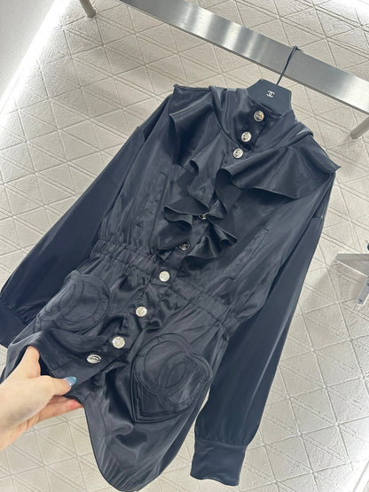 Mushroom lace mid length windbreaker jacket
