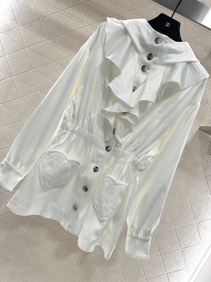 Mushroom lace mid length windbreaker jacket