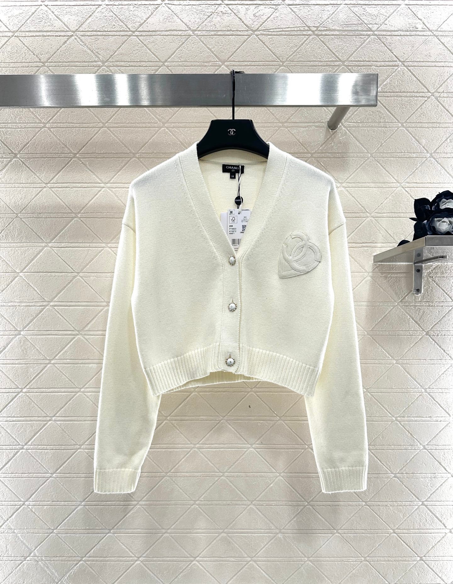 Double C heart letter knitted cardigan