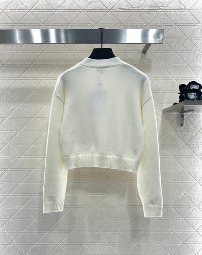 Double C heart letter knitted cardigan
