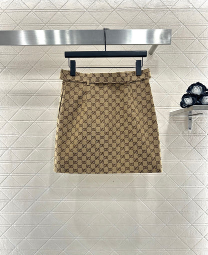 Jacquard belt short skirt
