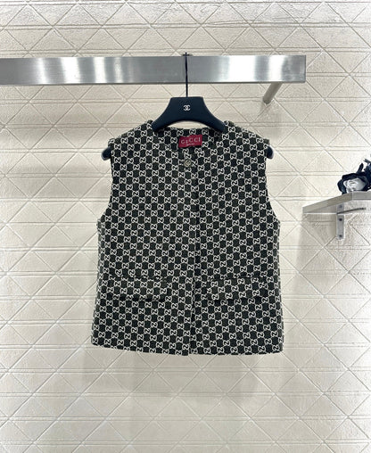 Round neck jacquard vest