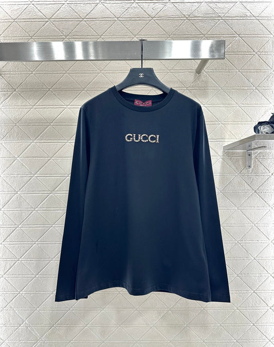 Rhinestone letter long sleeved shirt