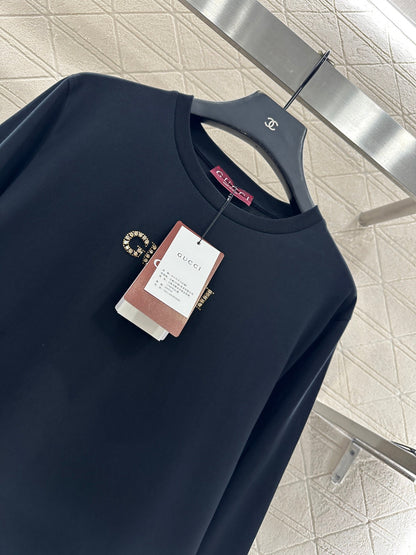 Rhinestone letter long sleeved shirt