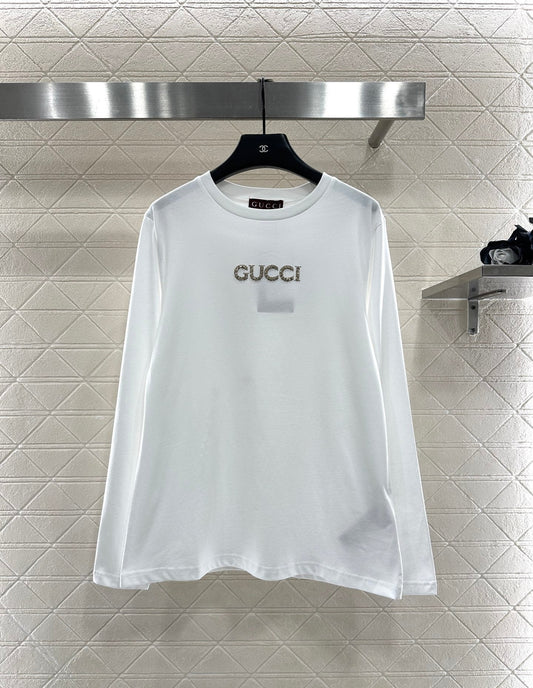 Rhinestone letter long sleeved shirt