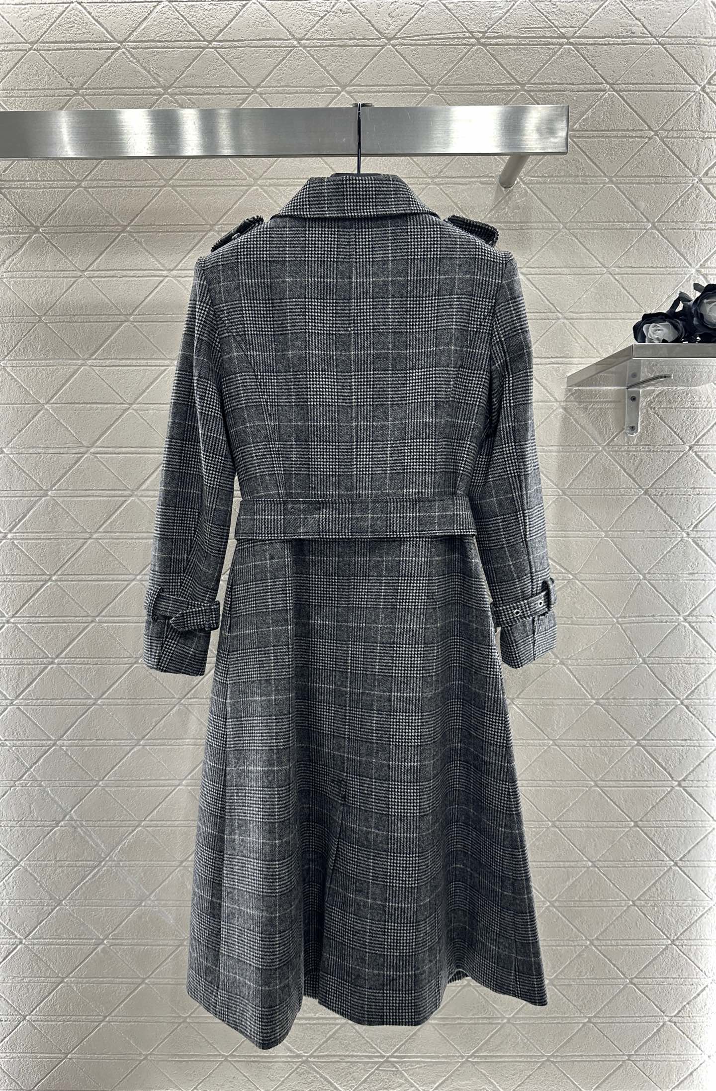 Plaid shawl double breasted windbreaker