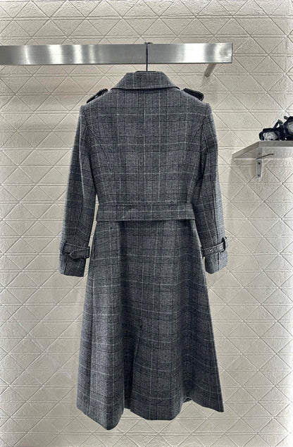 Plaid shawl double breasted windbreaker