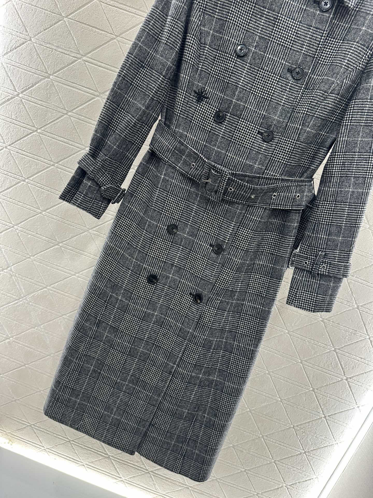 Plaid shawl double breasted windbreaker
