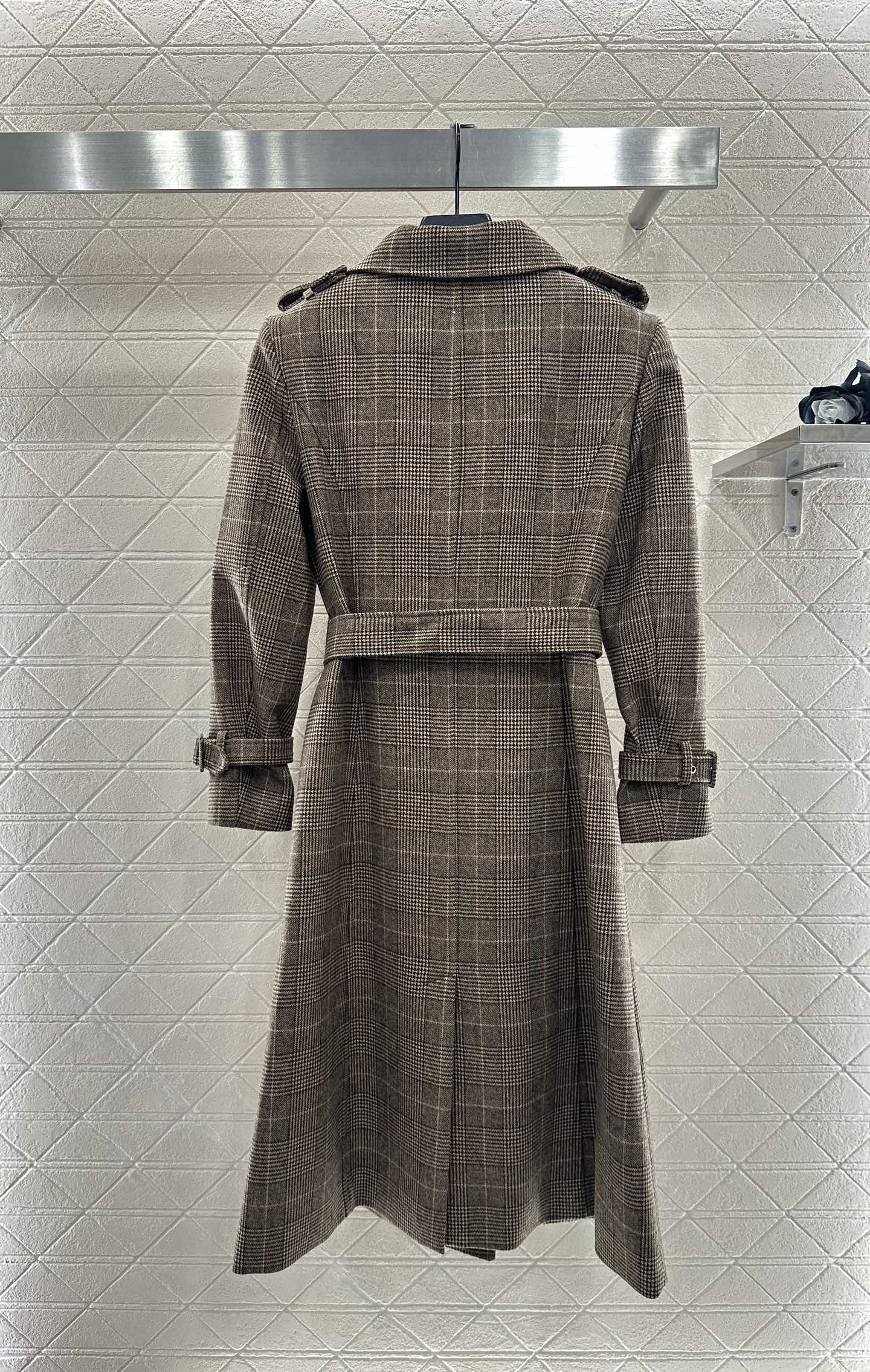 Plaid shawl double breasted windbreaker