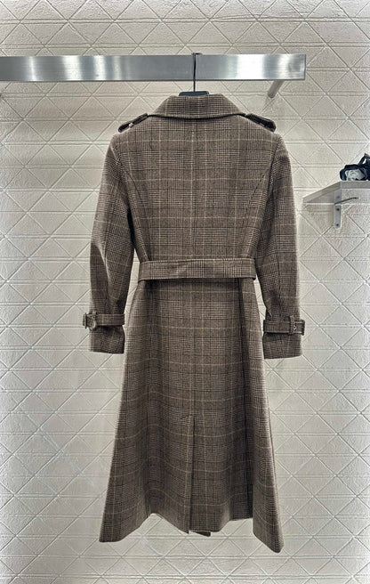 Plaid shawl double breasted windbreaker