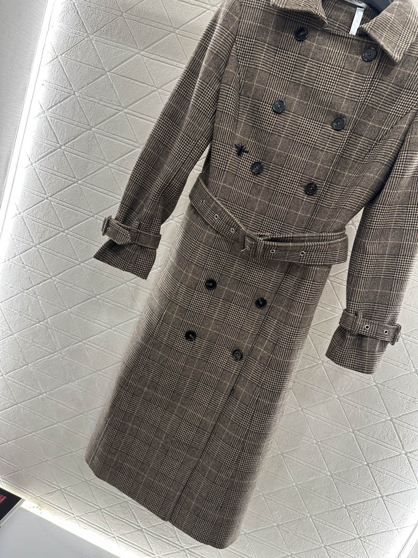 Plaid shawl double breasted windbreaker