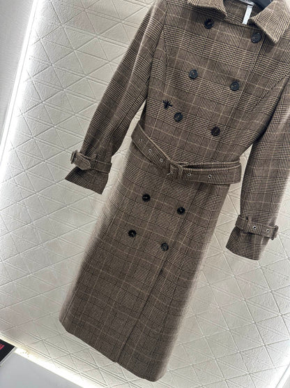 Plaid shawl double breasted windbreaker