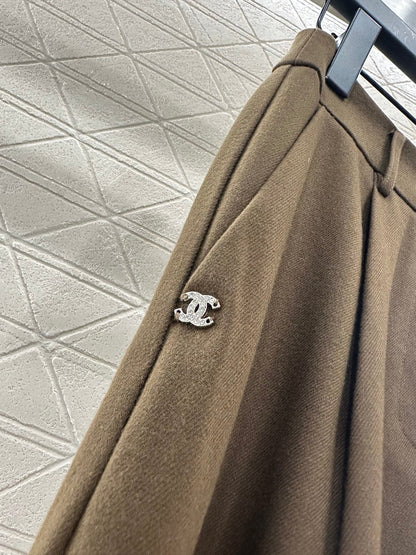 Silk scarf wide leg pants