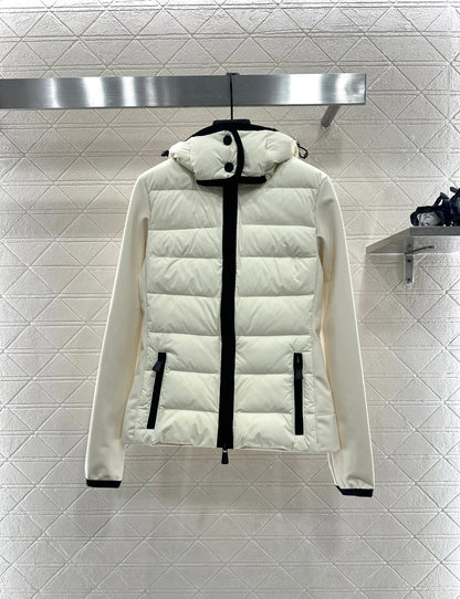 Splicing hooded down jacket