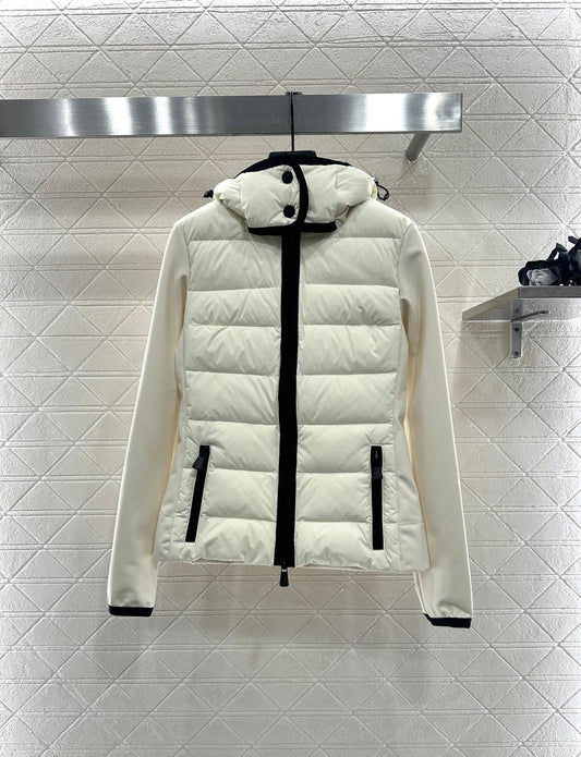 Splicing hooded down jacket