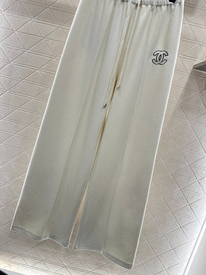 High waisted drawstring wide leg pants