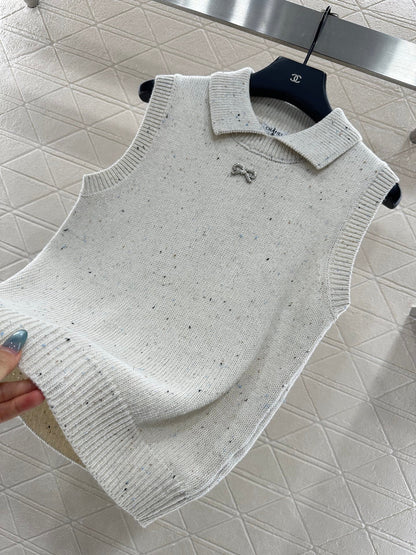Colorful dot bow knitted vest