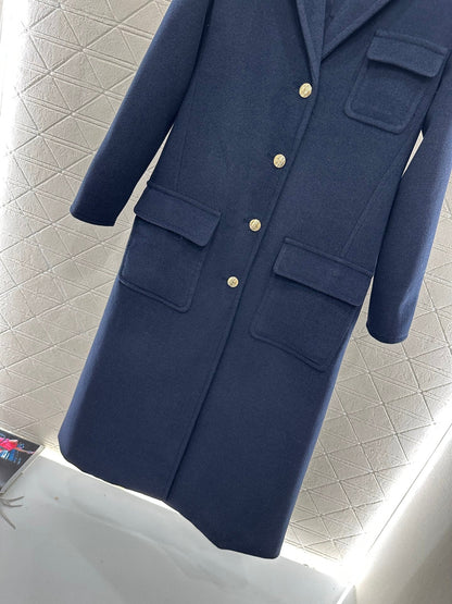 Front shoulder lapel long coat