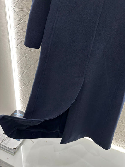 Front shoulder lapel long coat